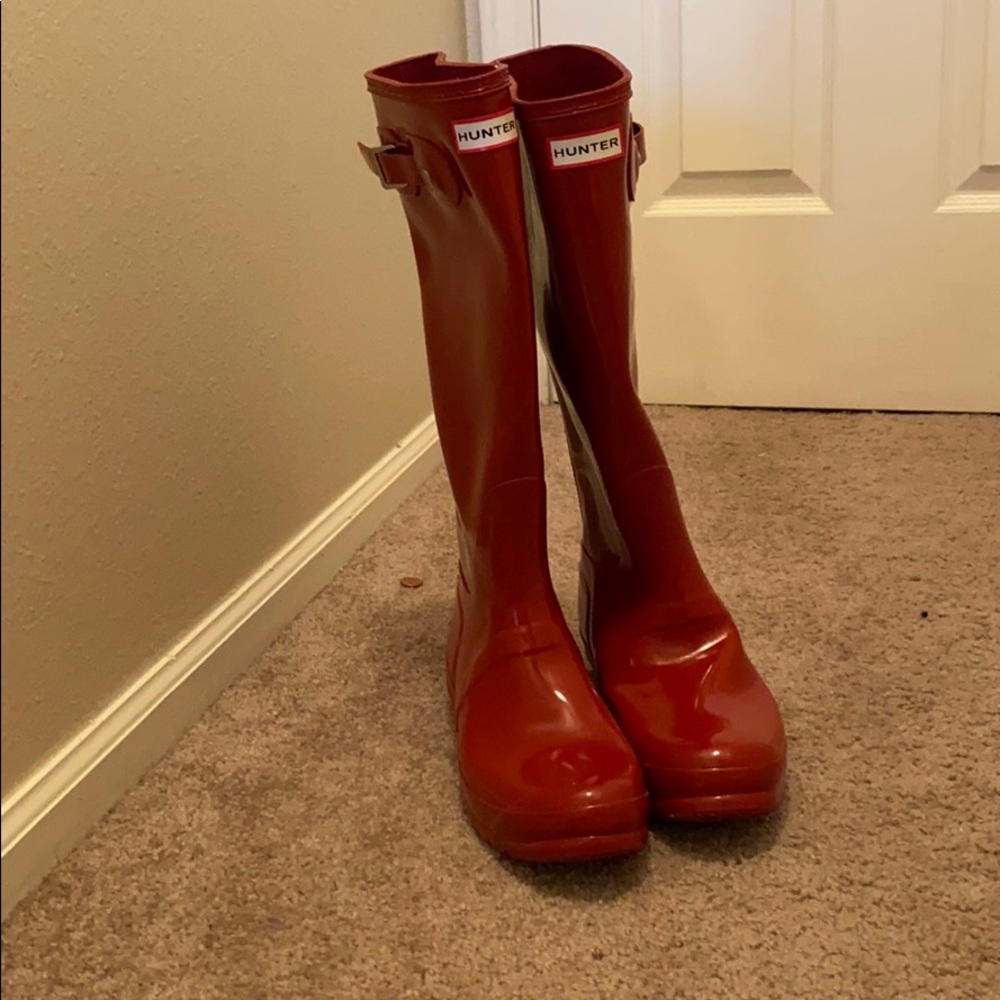Red Hunter Boots. Size 10